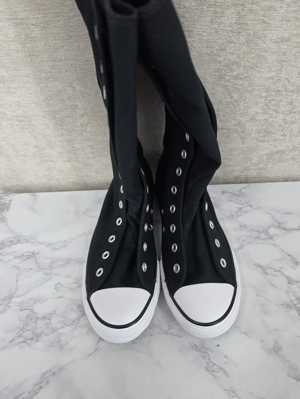 Converse XX HI Knee High Black Sneakers Boots Tennis Shoes Youth 3Y NO LACES